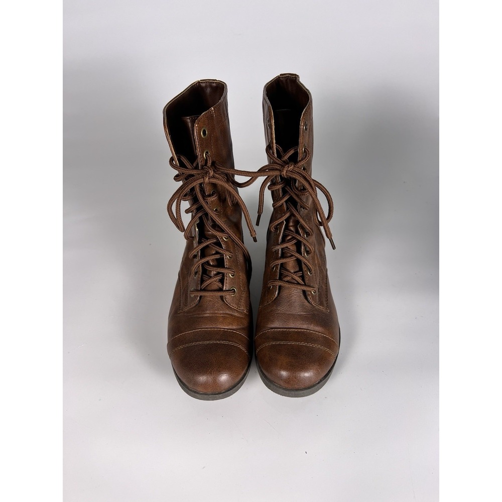 Brash Thrasher Womens Combat Boots Brown Lace Up Mid Calf Ankle Booties Size 8